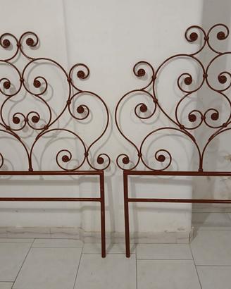 SPALLIERE, COPPIA LETTO IN FERRO BATTUTO -ANTICO.