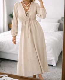 Abito Maxi Boho Beige - Taglia M 42IT - Nuovo