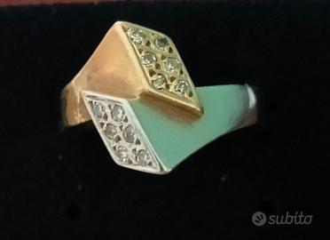 anello in oro giallo e bianco 18 kt con brillanti 