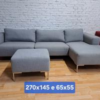 Divano Design moderno con pouf grigio chiaro. TOP