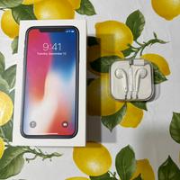 iPhone X 256gb con cuffie e caricatore