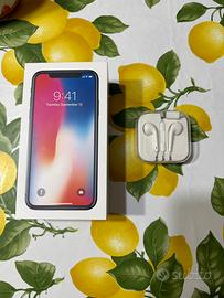 iPhone X 256gb con cuffie e caricatore