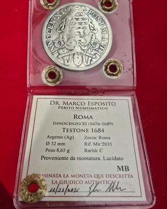 Moneta Testone 1684  - Pontificio 