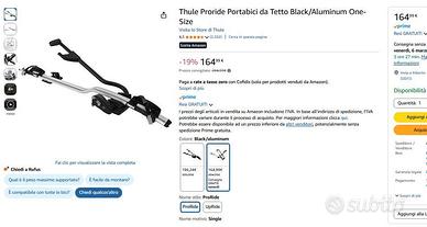 Portabici Thule Proride da Tetto Nero/Aluminio