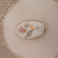 Vecchio cofanetto ovale in ceramica "Limoges"