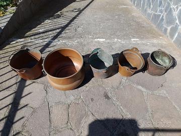 pentole calderoni paioli camino rame ottone bronzo