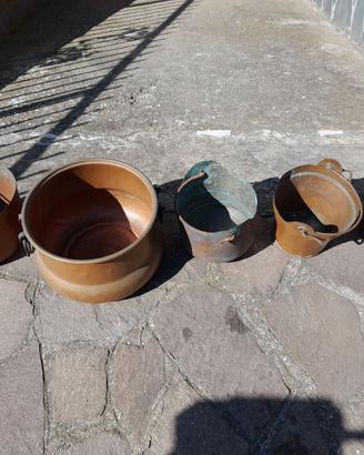 pentole calderoni paioli camino rame ottone bronzo