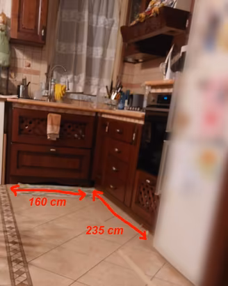 Cucina Angolare Rustica - Legno Massello - Noce
