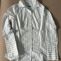 Camicia bianca a righe azzurre BENETTON donna