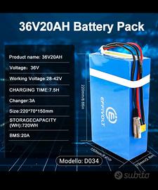 batteria per bicicletta elettrica 36v 20ah