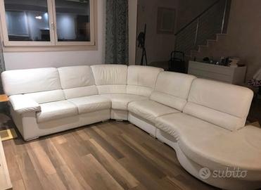 Divano in pelle, bianco 6 posti