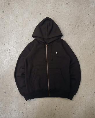 Felpa nera con capuccio e zip