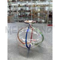 VASETTO VETRO 10 CM TRASPARENTE RIGHE COLORATE