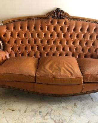 Divano antico massello e pelle