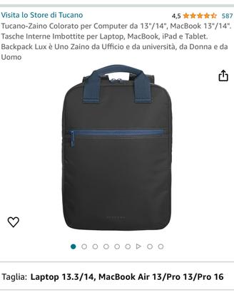 Zaino Tucano nuovo per portatili fino 14 pollici