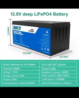 batterie lifepo4 12.8v 300ah NUOVE
