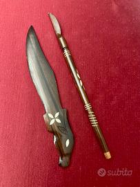 Set Scrivania Vintage in Legno Intarsiato