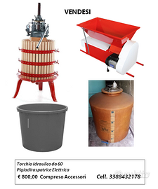 Torchio Idraulico + Pigiadiraspatrice Elettrica