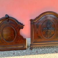 due testiere in legno decorate antiche