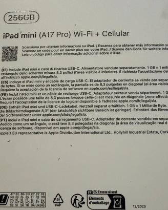 iPad mini (A17 Pro) Wi-Fi + Cellular 256GB