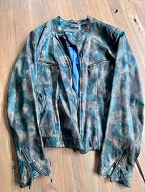 giacca in pelle fatta e colorata a mano