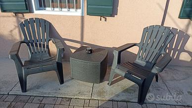 SET GIARDINO TERRAZZO 2 POLTRONE SEDIE + TAVOLINO
