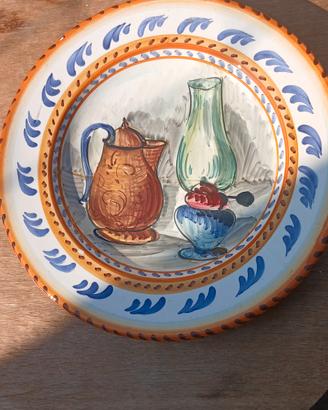 piatto da parete vintage dipinto a mano anni 60/80
