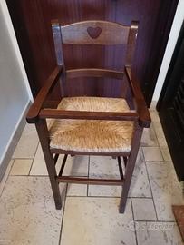 Sedia legno alta per bambini