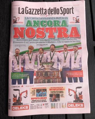 GAZZETTA TENNIS ITALIA VINCE COPPA DAVIS 2024