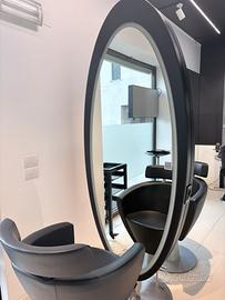 Spechiera doppia ovale illuminato con due poltrone