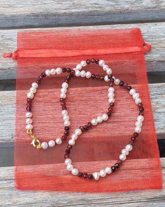Collana Perle e Granato