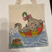 Borsa il tela con dipinto