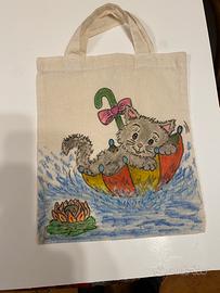 Borsa il tela con dipinto