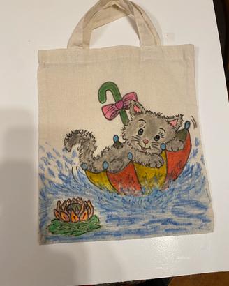 Borsa il tela con dipinto