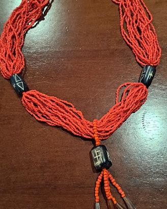 Collana  in corallo etnica bigiotteria