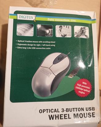 Mouse ottico Digitus, usb, nuovo 