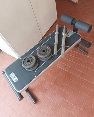 panca con 2 manubri con 4 molle 8 pesi da 1 kg 4 p