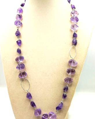 Collana AMETISTE Glicine e Argento '950