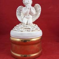 Scultura statua angelo ciotola ceramica di Faenza