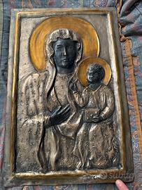 Icona in bronzo Madonna con bambino Gismondi
