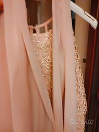 abito lungo elegante colore rosa antico 