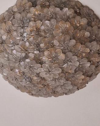 Plafoniera Vintage a Fiori in Vetro di Murano
