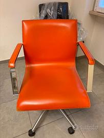 SEDIE ROTELLE UFFICIO CUOIO ARANCIONI