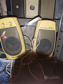 Schermo computer vintage con casse.