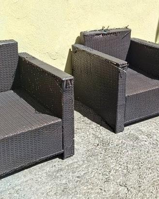 2 Poltrone in rattan struttura in metallo