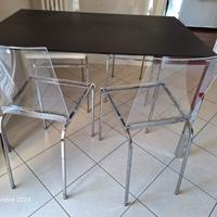 4 Sedie plexiglass e acciaio