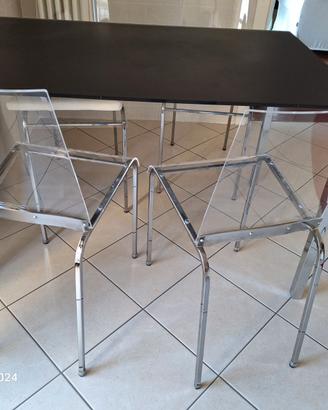 4 Sedie plexiglass e acciaio