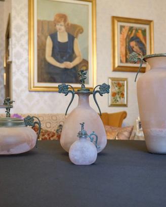 Set vintage Liberty in vetro satinato rosa 4 pezzi