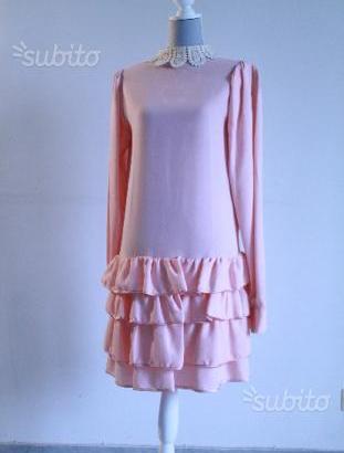 Vestito rosa a balze anni 60