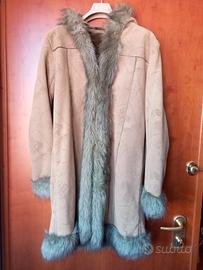 giaccone finto montone Ouhua con cappuccio. Tg XXL